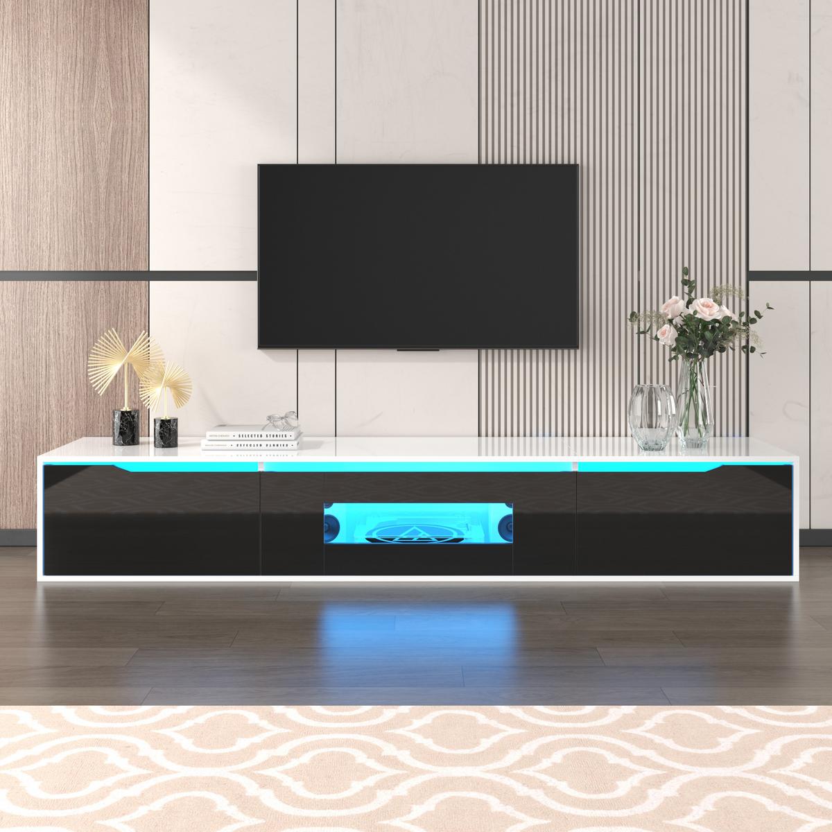 TV-LOWBOARD Weiß und Schwarz 180/30/35cm - Schwarz, Holzwerkstoff/Metall (95/180/204cm) - Urban Meuble