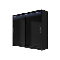 KLEIDERSCHRANK London I 180, mit RGB LED Beleuchtung - Silberfarben/Schwarz, Holzwerkstoff/Kunststoff (180/215/58cm) - MIRJAN24