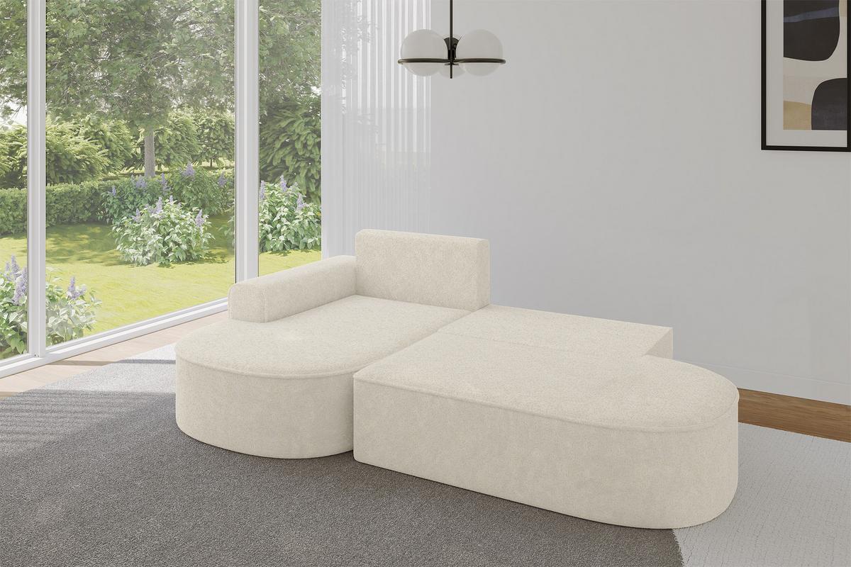 ECKSOFA mit Schlaffunktion und Bettkasten Ottomane Links MARI-L1-S - 283x167x73 cm Creme Tissu - Creme/Schwarz, Holzwerkstoff/Kunststoff (283/167cm) - ALTDECOR