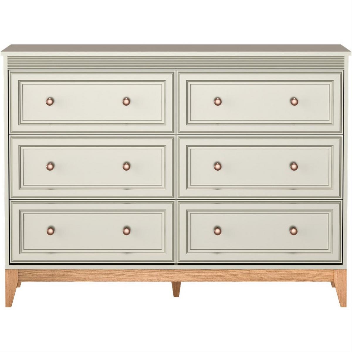 KOMMODE Charlott mit 6 Schubladen - Kaschmir/Eichefarben, Holz/Holzwerkstoff (135.5/100/40.5cm) - Beautysofa