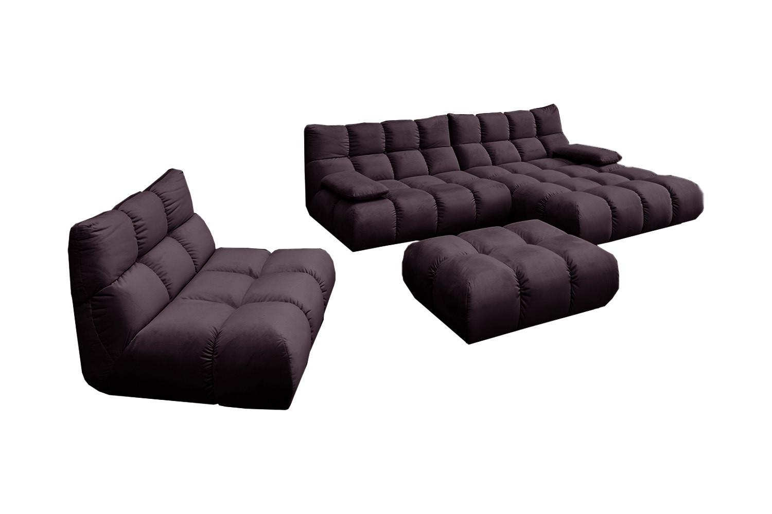 SITZGRUPPE VIVIEN 3ER SET Violett Velvet (1er-Set) - Violett, Kunststoff/Textil (359/85/510cm) - KAWOLA