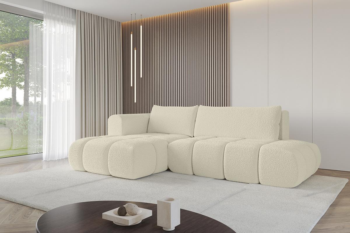 ECKSOFA Ottomane Links CLOUD-L 280x185x90 Beige Bouclé - Beige, Holzwerkstoff/Kunststoff (280/185cm) - ALTDECOR
