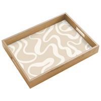 TABLETT Linien - Abstrakt - Beige - Weiß - Minimalistisch 40x30 cm - Beige, Holz (40/5/5cm) - OnlyWow