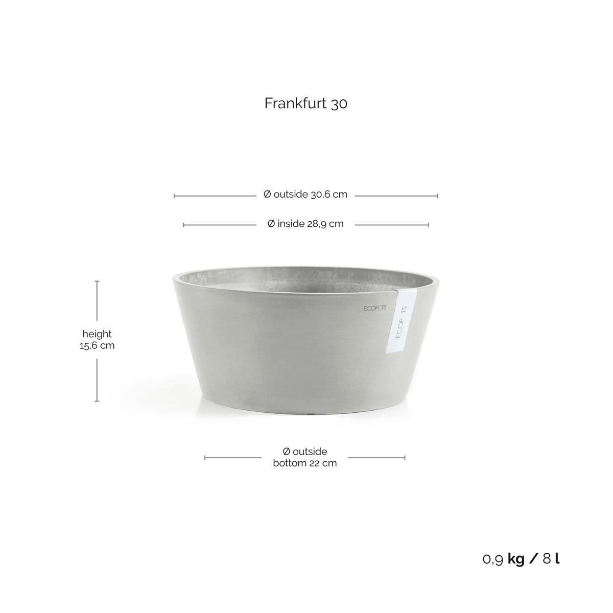 BLUMENTOPF Frankfurt 30,6/15,6 cm Hellgrau - Hellgrau, Kunststoff (30.6/15.6cm) - Ecopots