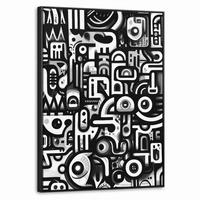LEINWAND Bilder mit Rahmen - Symbole - Abstrakt - Grafik - Schwarz - 60x80 - Schwarz, Textil (60/80cm) - MuchoWow