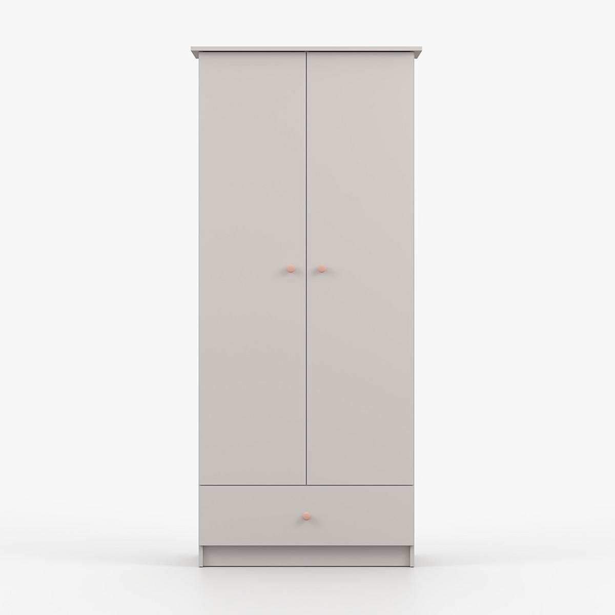 DREHTÜRENSCHRANK 85,5/193/53 cm 2-türig Olaf II Kaschmir + rosa Griffe - Kaschmir/Rosa, Holzwerkstoff/Metall (85.5/193/53cm) - imoebel24
