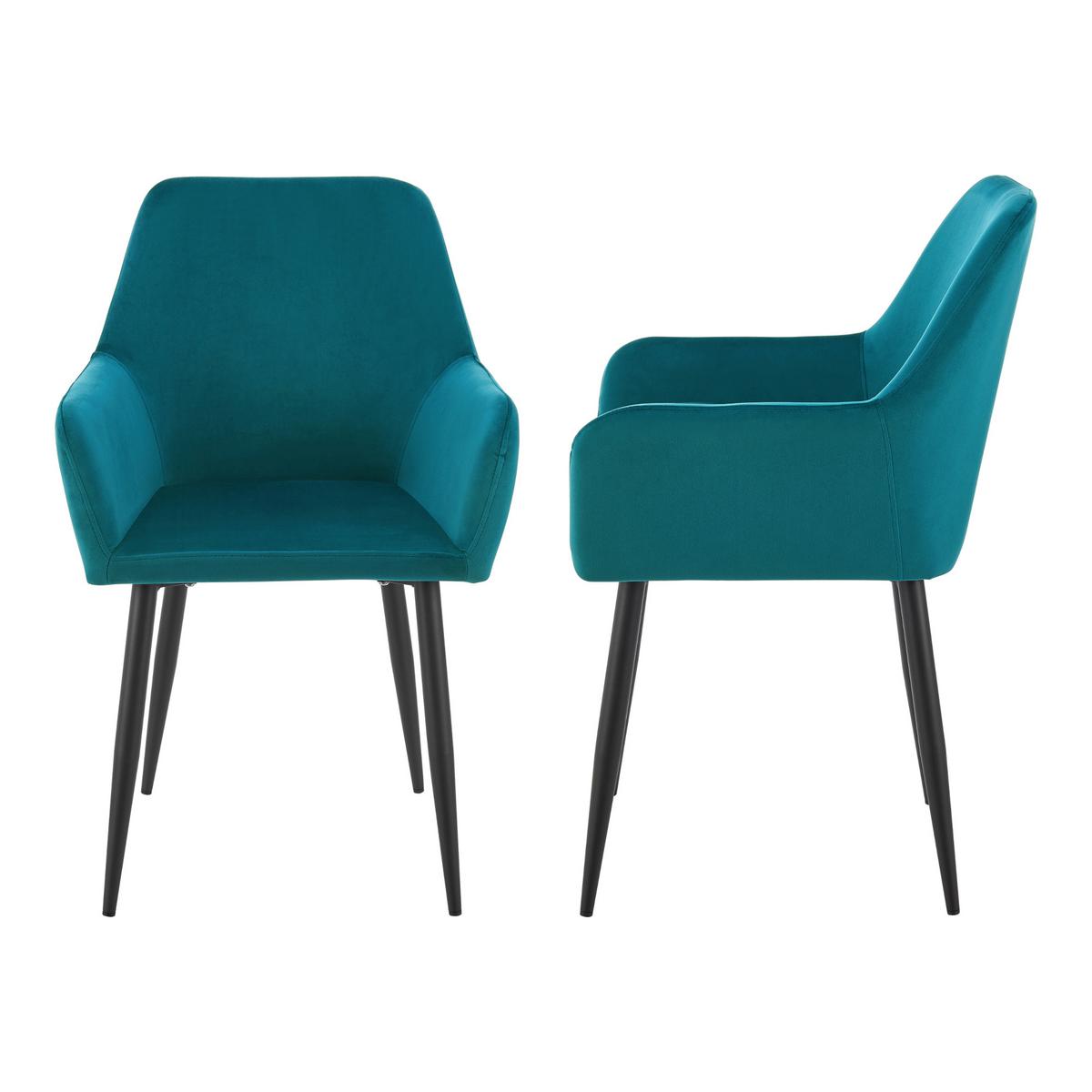 ESSZIMMERSTUHL Hollola im 2er-Set - Türkis, Metall (57/86/56cm) - [en.casa]