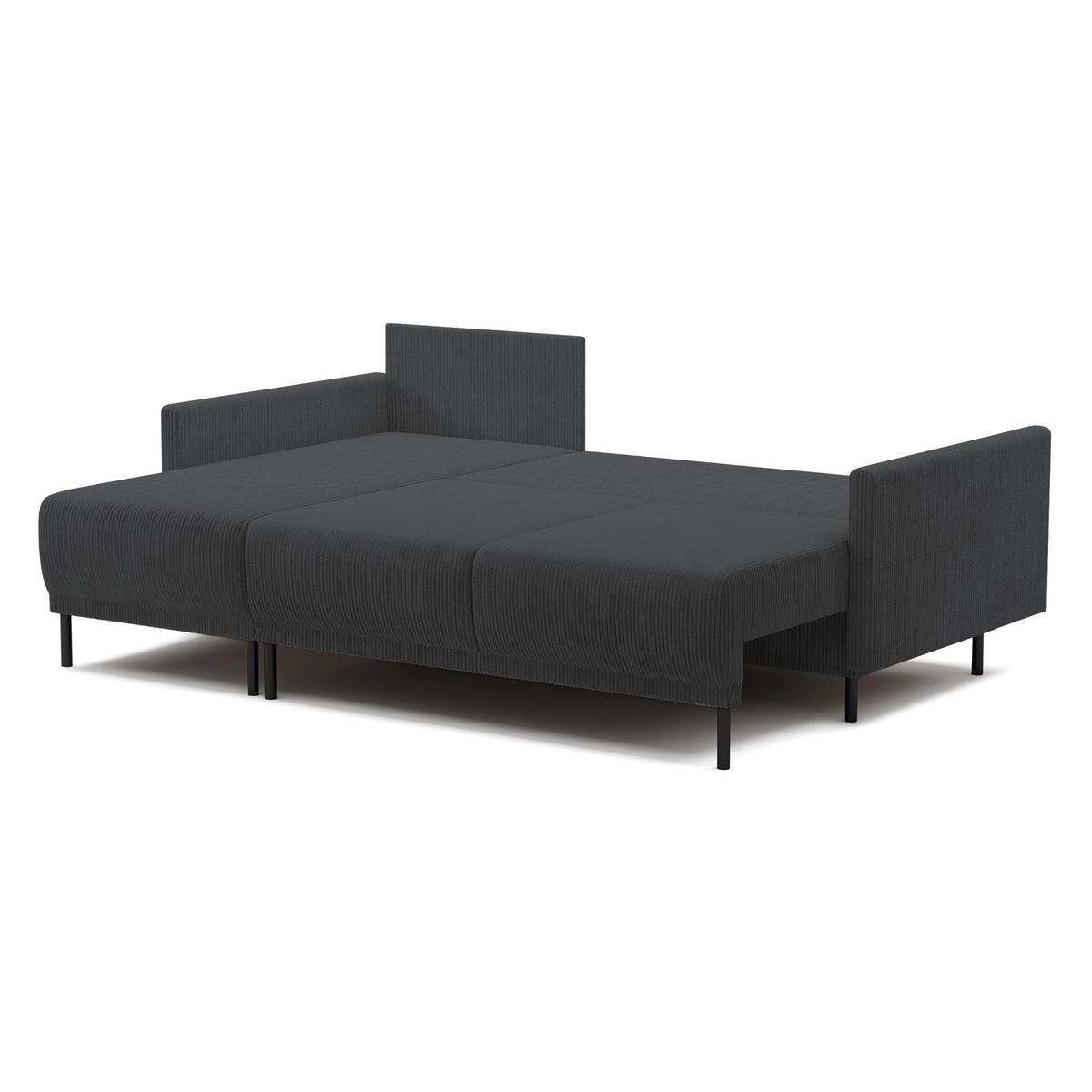 ECKSOFA Hamiel Blaugrau Cord - Blaugrau/Hellgrau, Textil/Metall (212/142cm) - Selsey