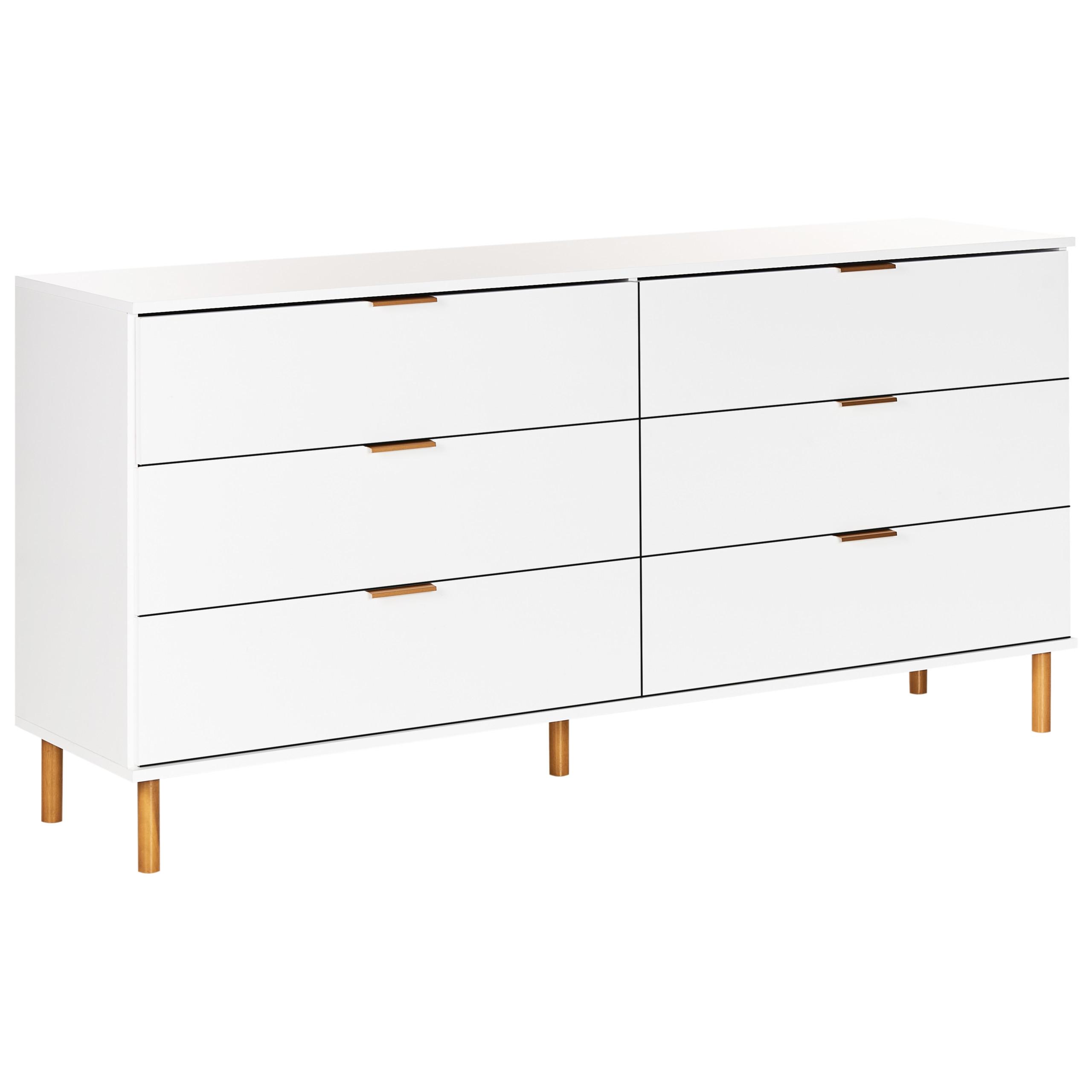 KOMMODE mit 6 Schubladen Weiß Walpole - Weiß, Holzwerkstoff (158/76/40cm) - Beliani