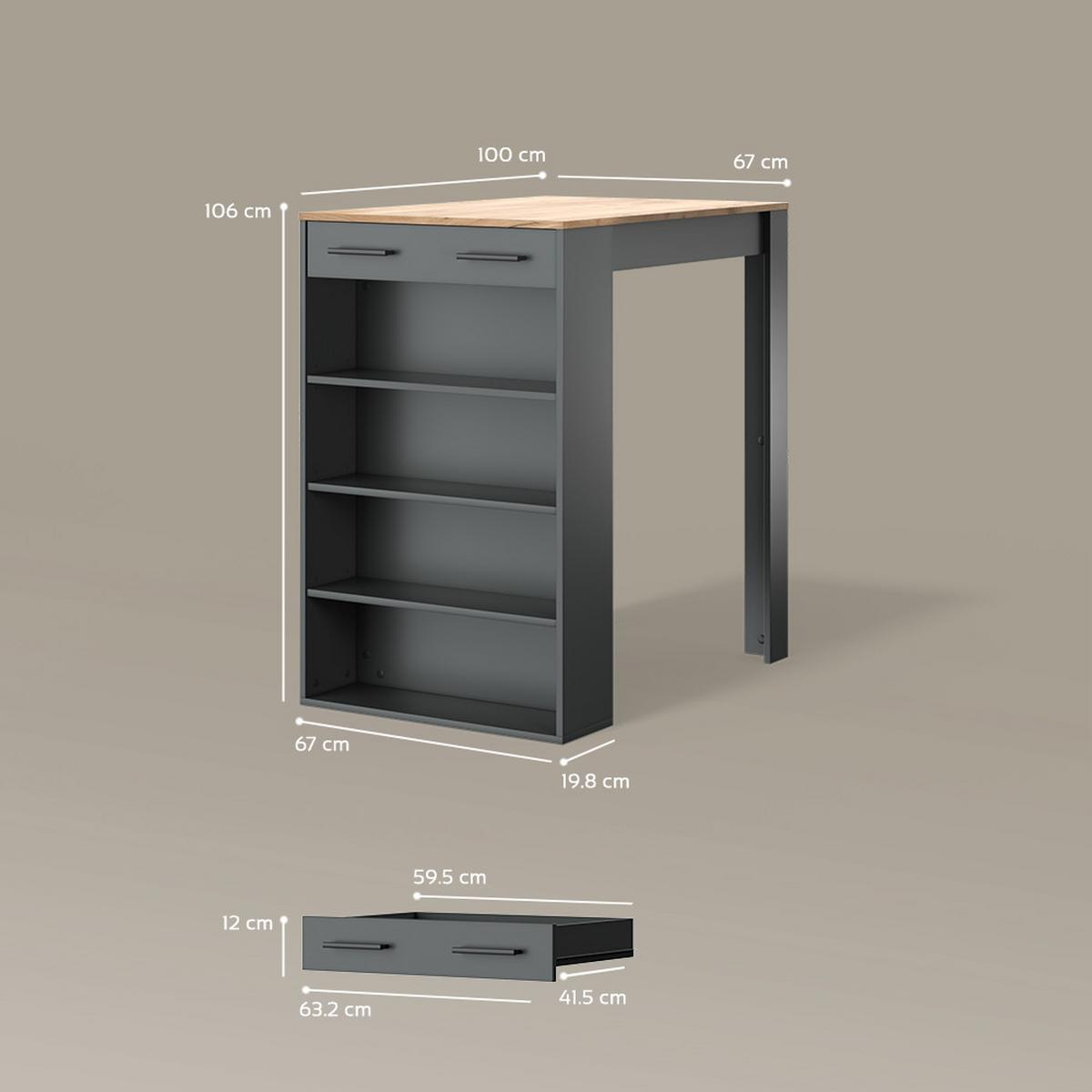 BARTISCH Regusa Anthrazit/Goldkraft Eiche 67 x 100 cm - Anthrazit, Holzwerkstoff (100/67/106cm) - Livinity®