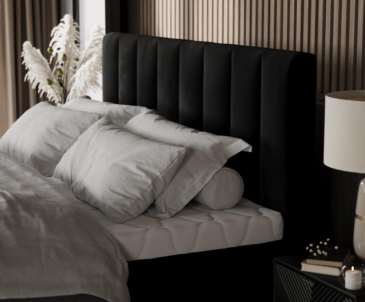 BOXBETT Lume 140/200 cm Schwarz im Kronos Stoff - Schwarz, Holz/Holzwerkstoff (140/200cm) - AltaBeds