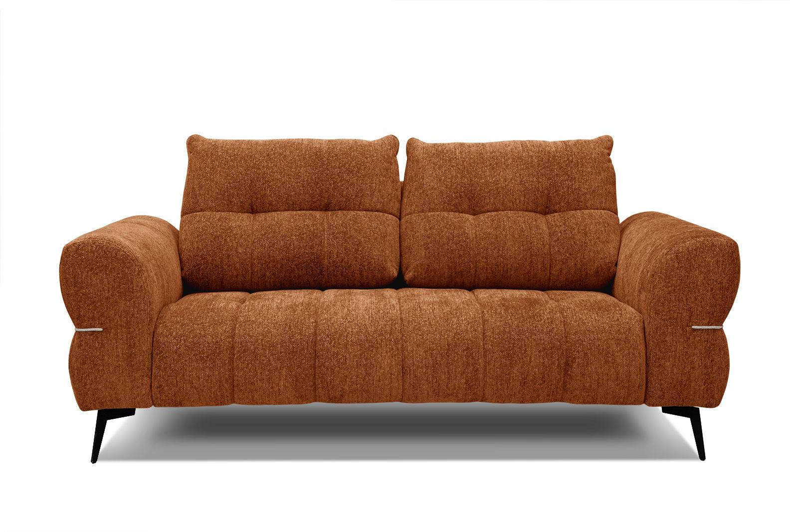 SOFA SALVINI 2,5-Sitzer, dunkelorange - Dunkelorange/Schwarz, Holzwerkstoff/Textil (176/88/99cm) - Wozimo