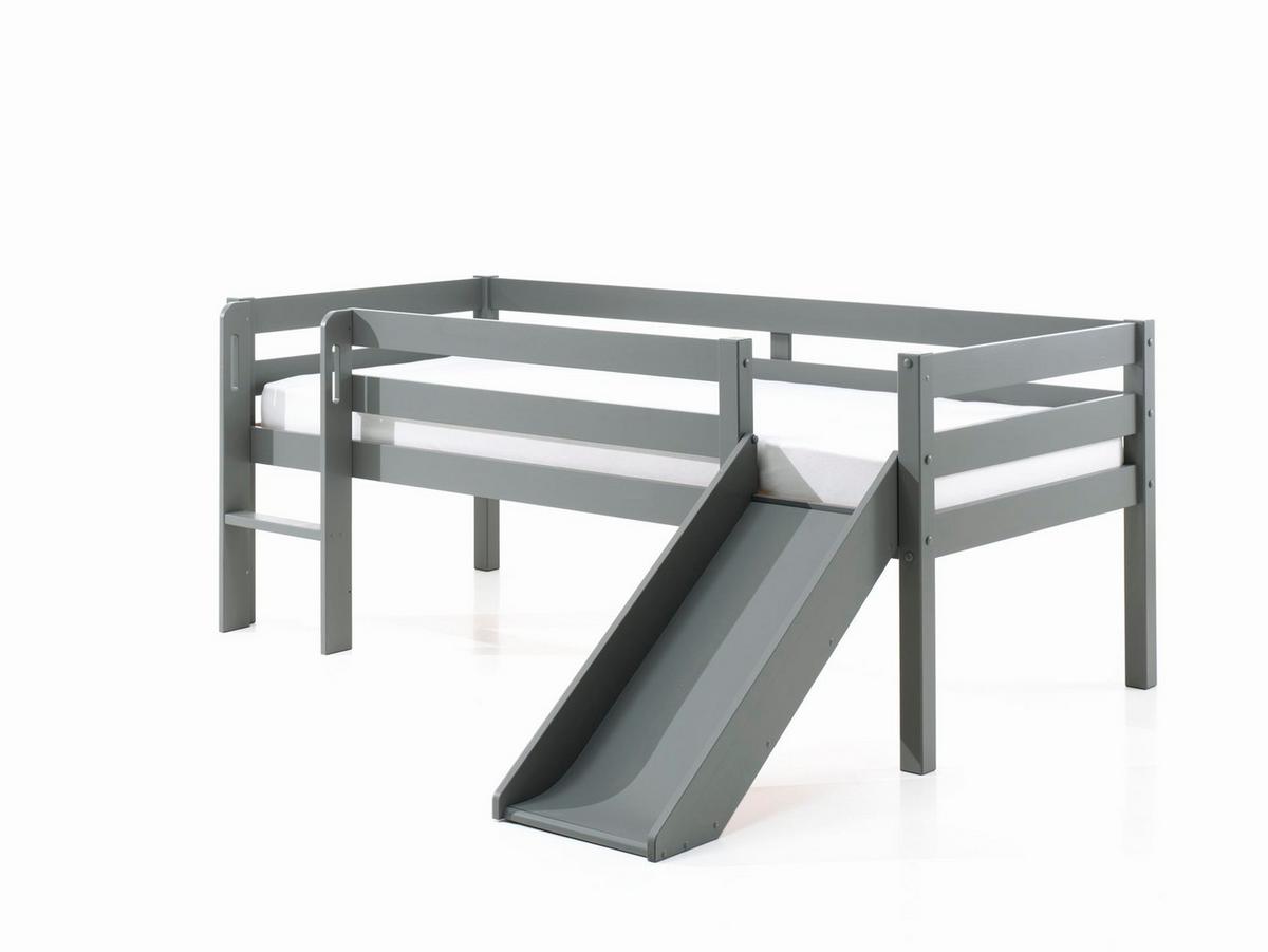 KOJENBETT mit Rutsche Karolina 208x83x175 aus Massivholz in Grau - Grau, Holz (90/200cm) - 58aufmkessel