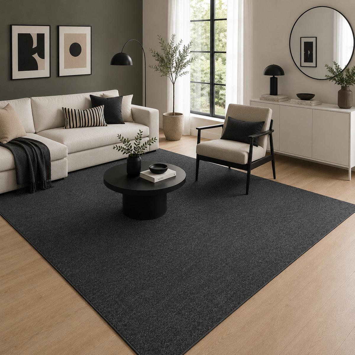 FEINSCHLINGEN VELOUR TEPPICH STRONG - Schwarz/Grau, Textil (200/300cm) - Snapstyle