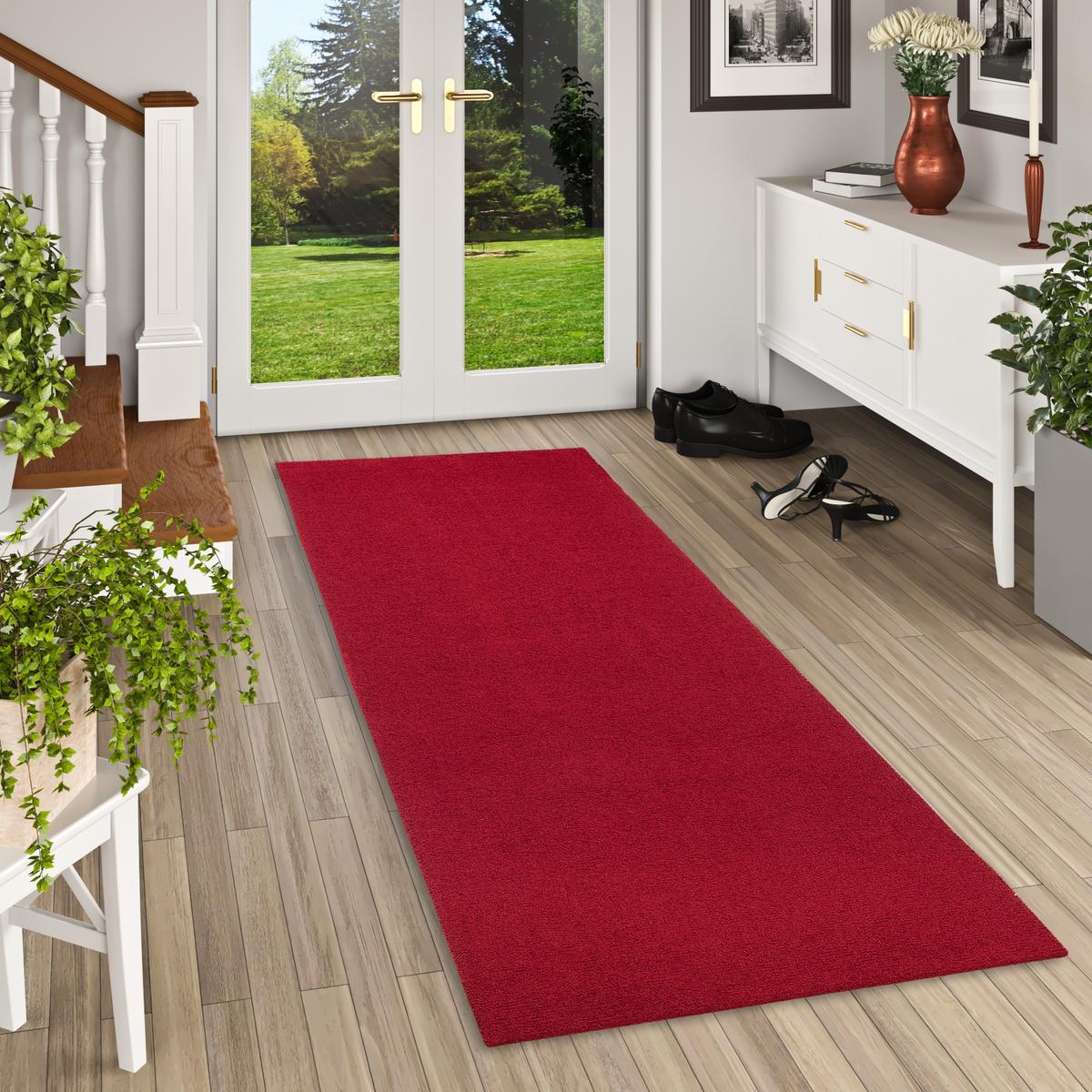 LUXUS LÄUFER HOCHFLOR SHAGGY TEPPICH VELVET - Weinrot, Textil (100/100cm) - Snapstyle