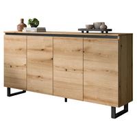 SIDEBOARD Evoke Eiche mit schwarz, Kommode 4-türig 160 x 84 cm mit Soft-Close - Eichefarben/Schwarz, Holz/Holzwerkstoff (160/84/36cm) - Inn.Furn