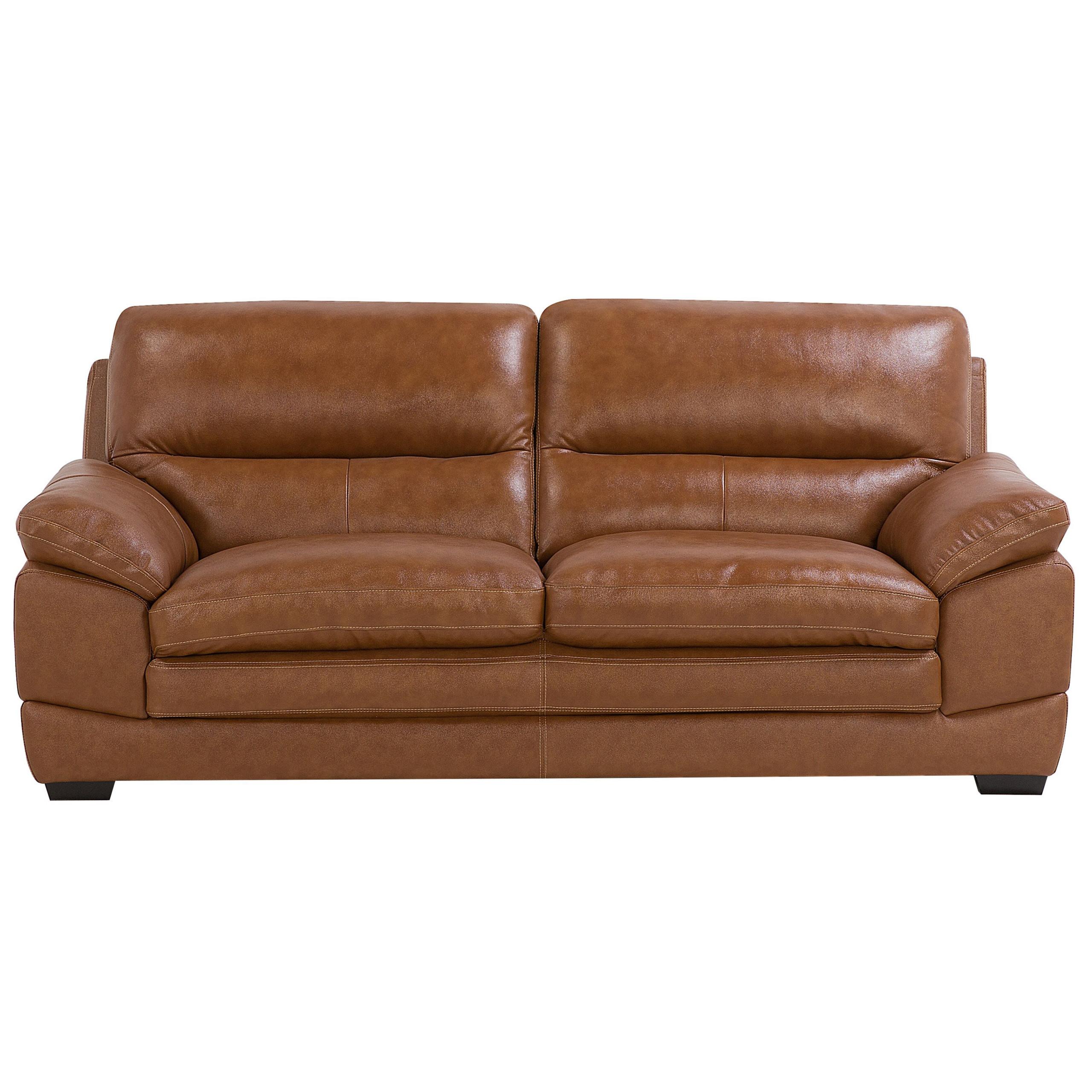 SOFA Leder Goldbraun Horten - Goldfarben, Leder/Textil (200/89/85cm) - Beliani