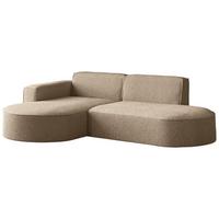 ECKSOFA Hana L-Form 3-Sitzer Ecke Links, Boucle, Dunkelbeige 241/73/168 cm - Hellbraun/Beige, Textil/Metall (241/168cm) - WFL GROUP