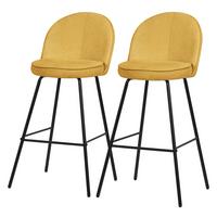 BARHOCKER 2er Set Senf mit Stoffbezug - Gelb/Schwarz, Textil/Metall (52/102/50cm) - ML-DESIGN