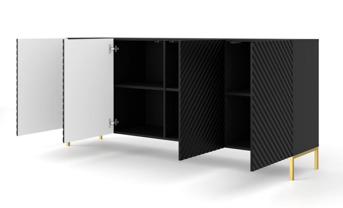 KOMMODE Schwarz, Gold 200/87/42 - Schwarz, Holzwerkstoff (200/87/42cm) - RAUMHIRSCH FURNITURE