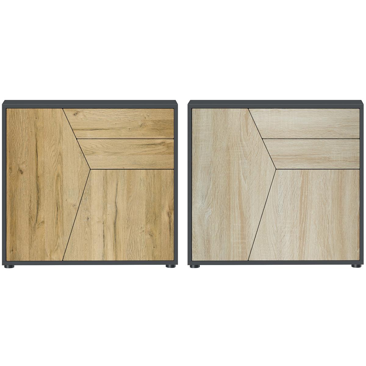 KOMMODE Benny Fronten in Eiche sägerau - Eiche San Remo, Holzwerkstoff (79/74/36cm) - Vladon