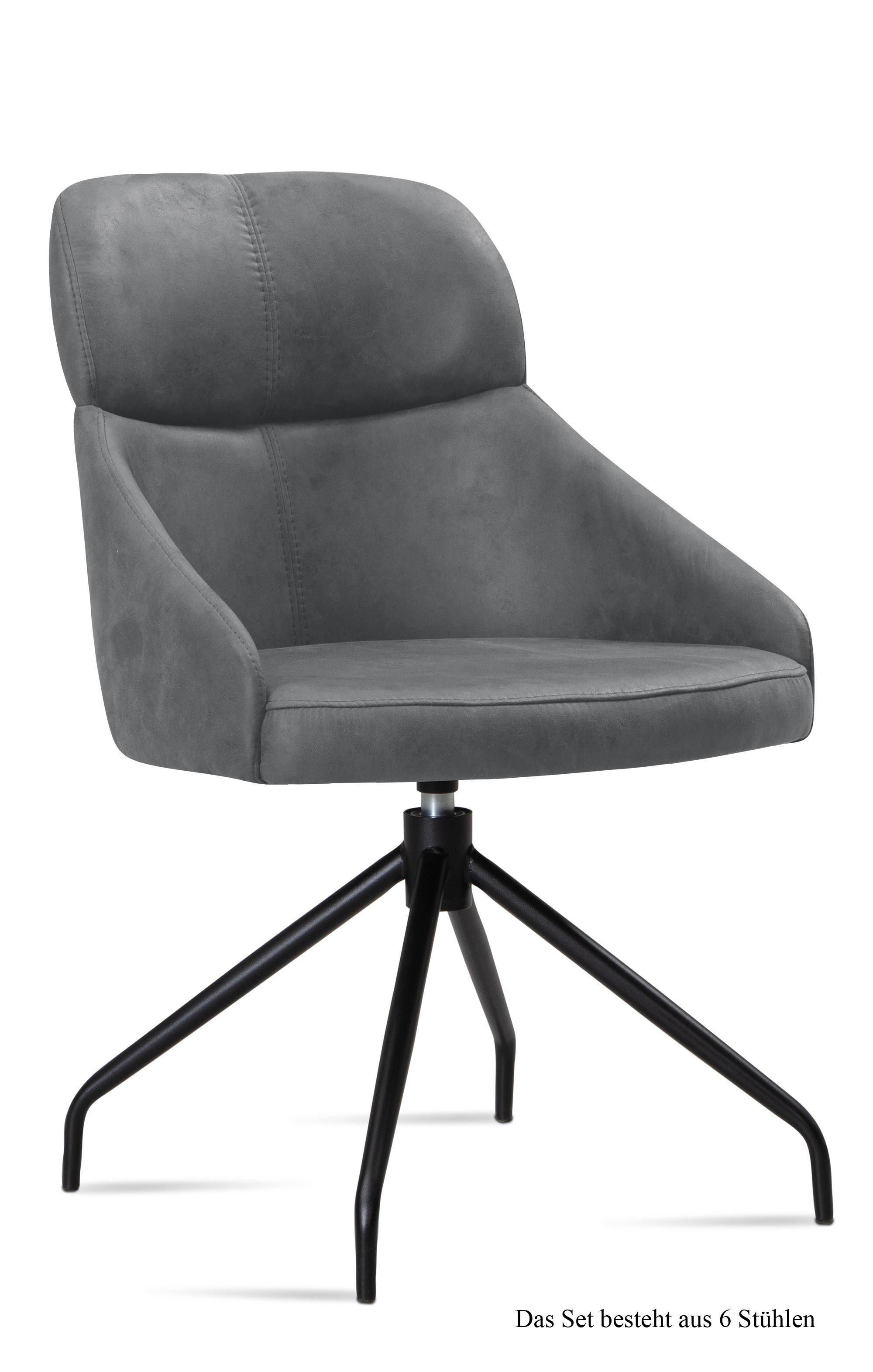 ESSZIMMERSTUHL drehbar (6er-Set) Dorian 52x82x63 Schwarz/Grau - Schwarz/Grau, Kunststoff (63/82/52cm) - 58aufmkessel