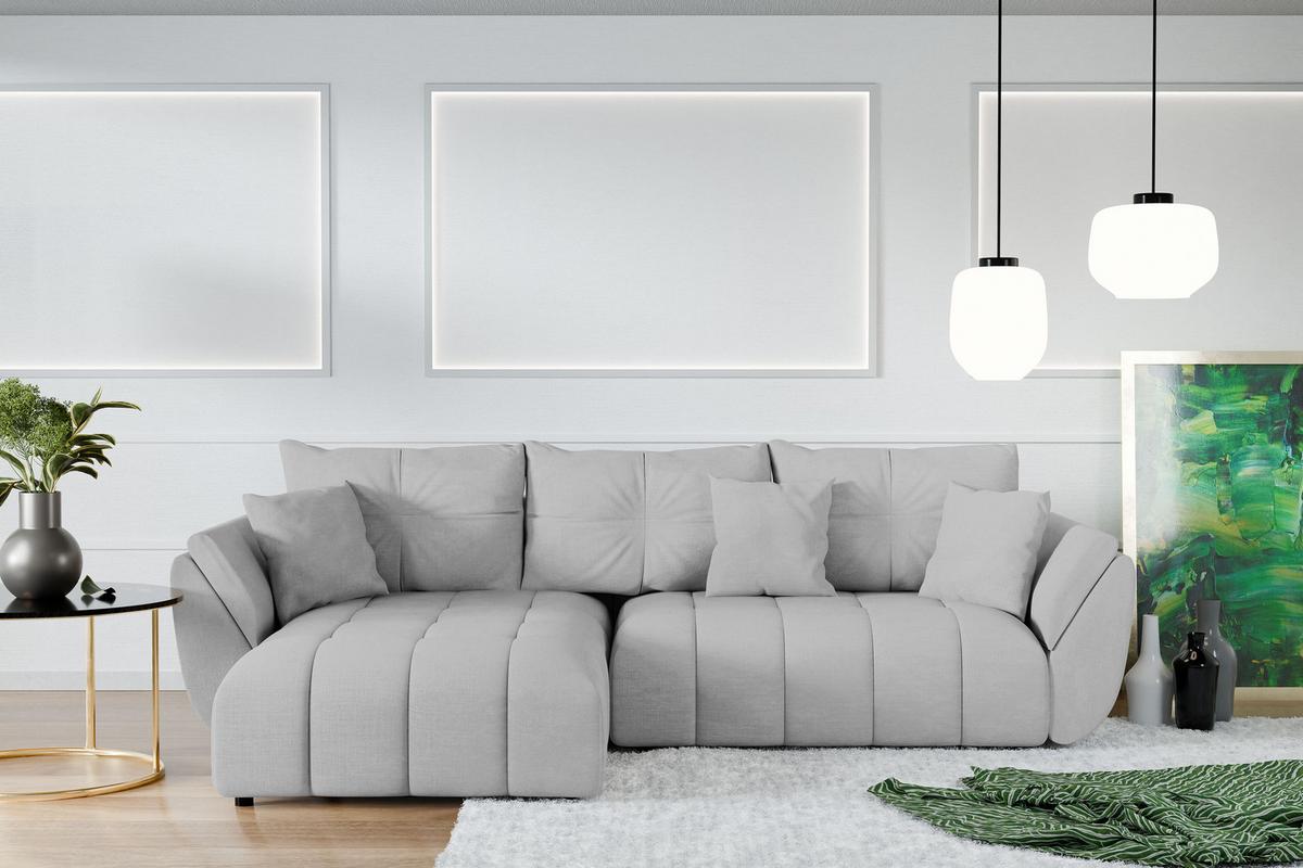 ECKSOFA L Form Verciani Hellgrau 280/190/91 cm mit Schlaffunktion - Hellgrau/Schwarz, Kunststoff/Textil (280/190cm) - AX Living