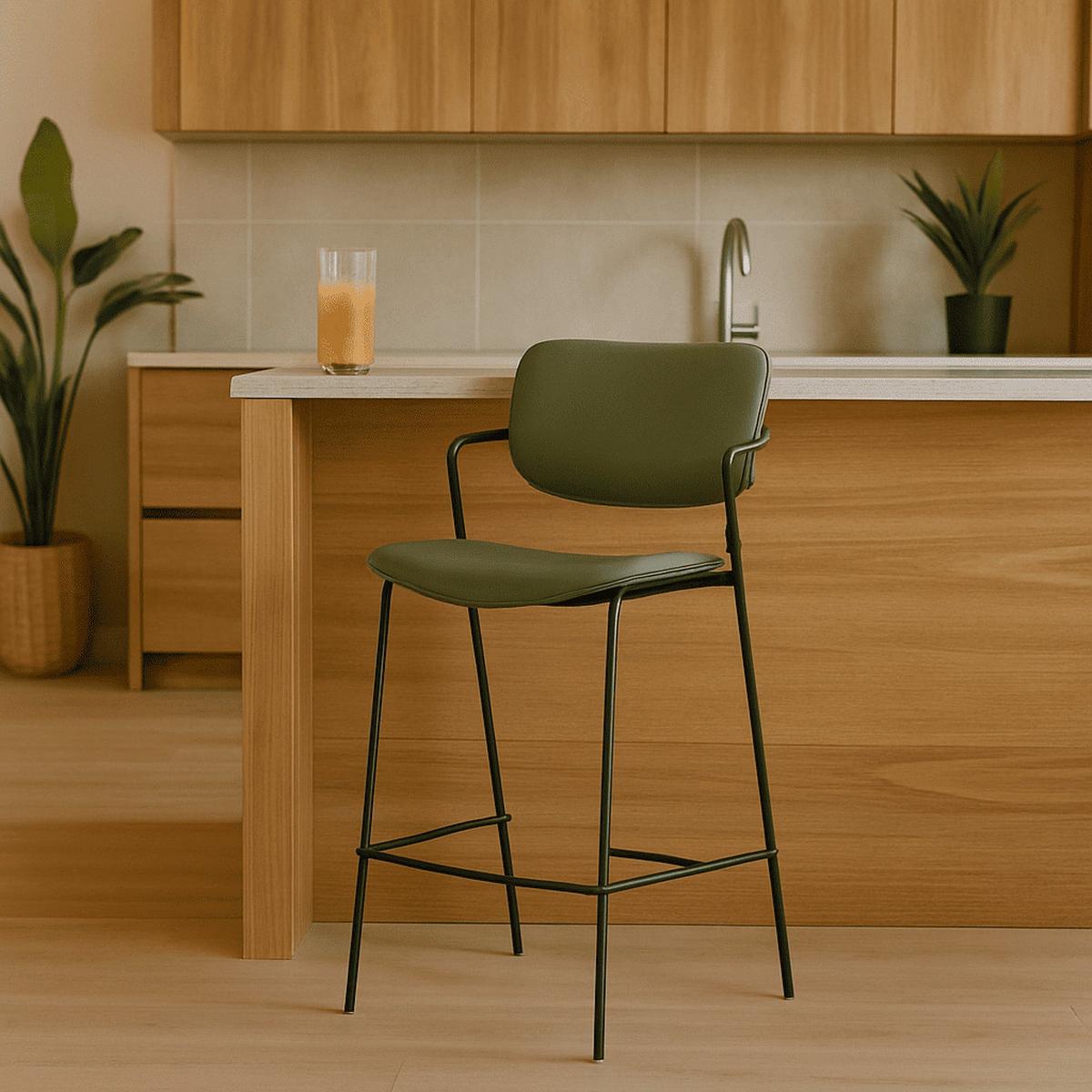HOCKERN (Set aus 2) mit schwarzen metallbeinen - maika 44/51/66 cm - Grün, Kunststoff (51/66/44cm) - Calicosy