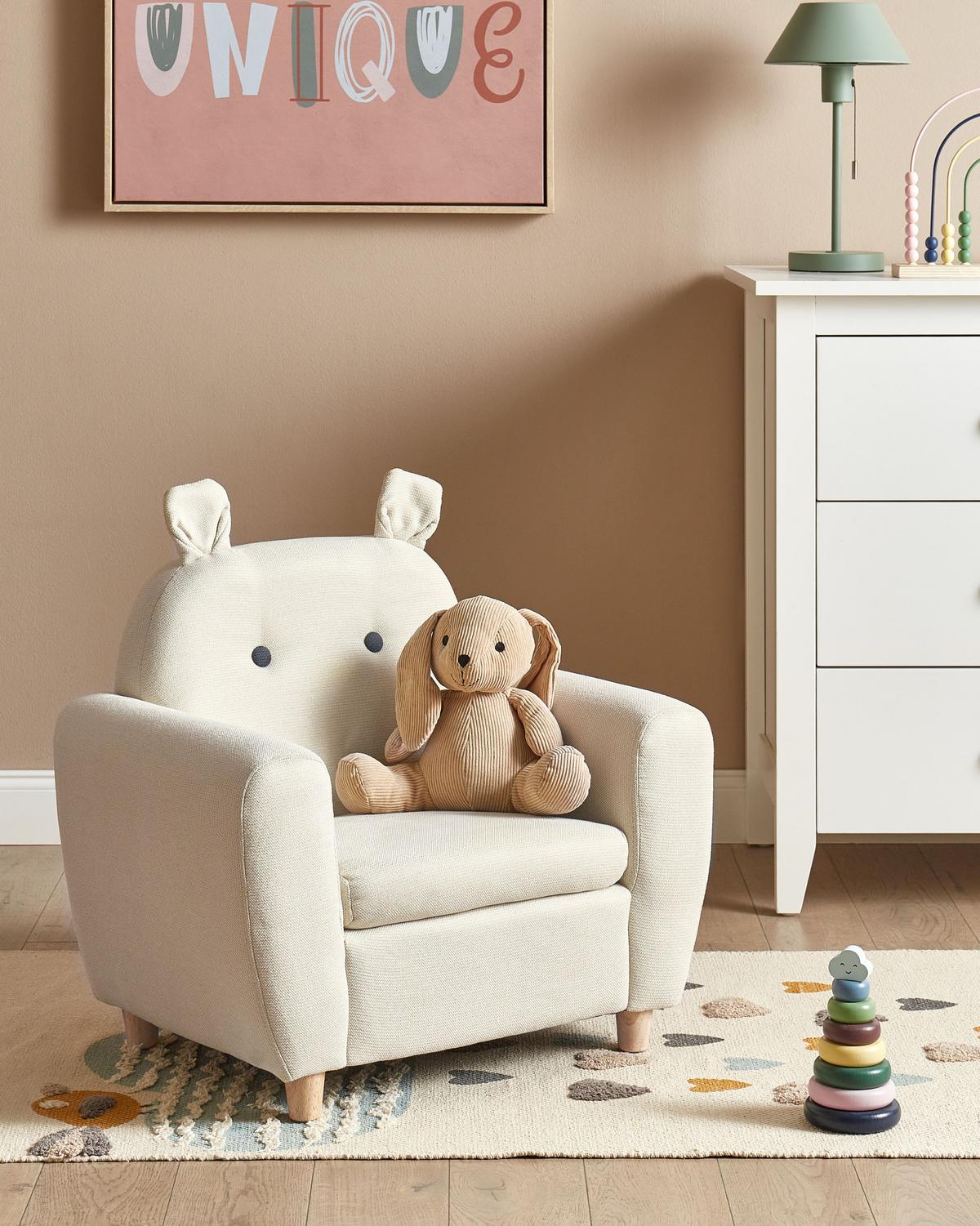 KINDERSESSEL Nilpferd Stoff Beige Maribo - Creme, Holz/Textil (61/59/44cm) - Beliani