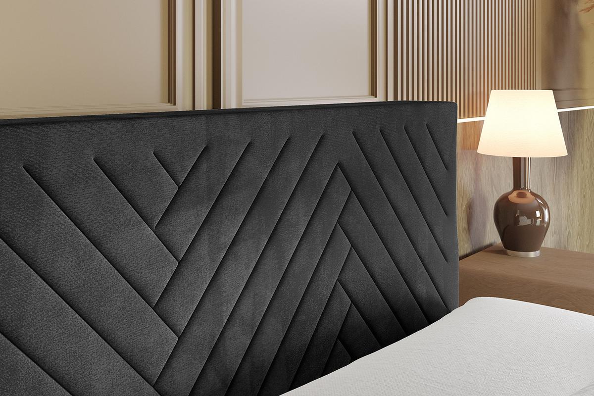 BOXBETT mit Matratze H4 und Lattenrost - VEXA-Z - 200x200 - Schwarz Casablanca - Schwarz, Holzwerkstoff (200/200cm) - ALTDECOR