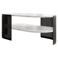 COUCHTISCH Fikoli Oval II - Schwarz/Weiß, Holzwerkstoff/Metall (100/50/40cm) - MIRJAN24