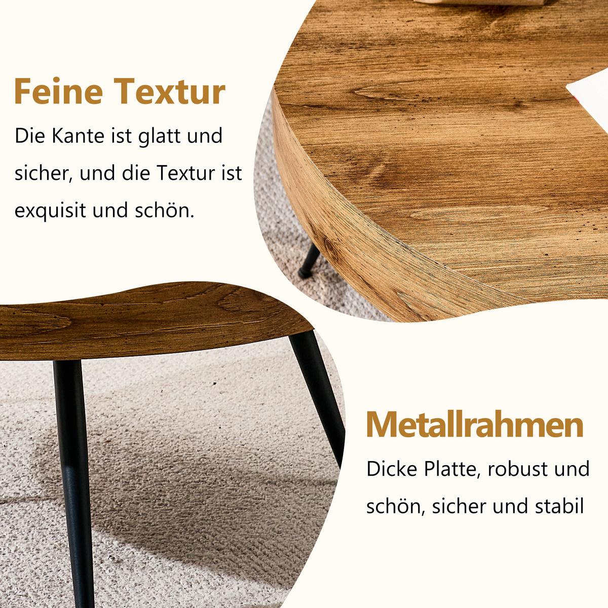 COUCHTISCH holzoptik rund metallbeine kompakt - Naturfarben, Holzwerkstoff (70/70/35.5cm) - Urban Meuble