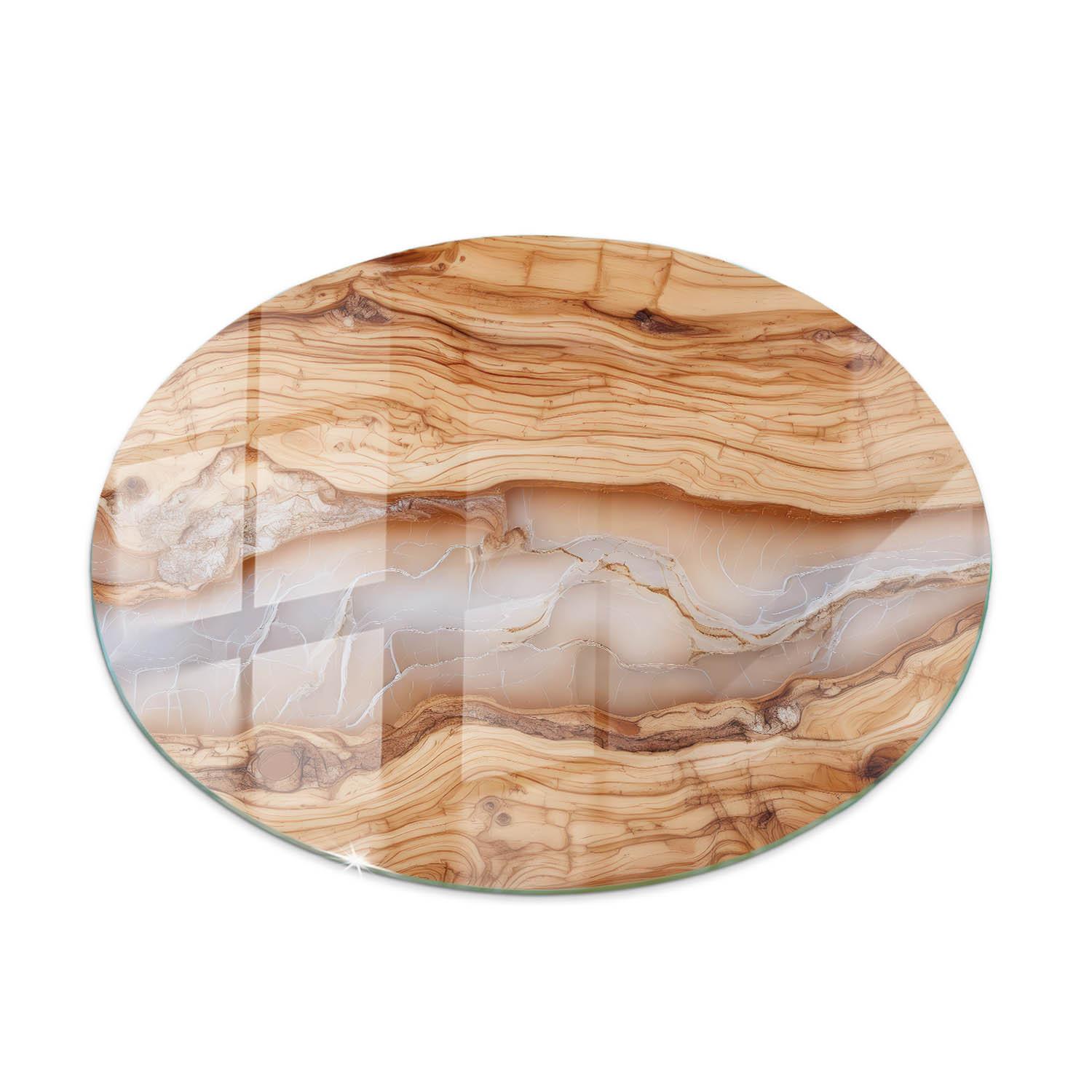 TISCHPLATTE fi80 cm Naturholz mit Harz - Hellbraun, Glas (0.4/80/80cm) - TULUP