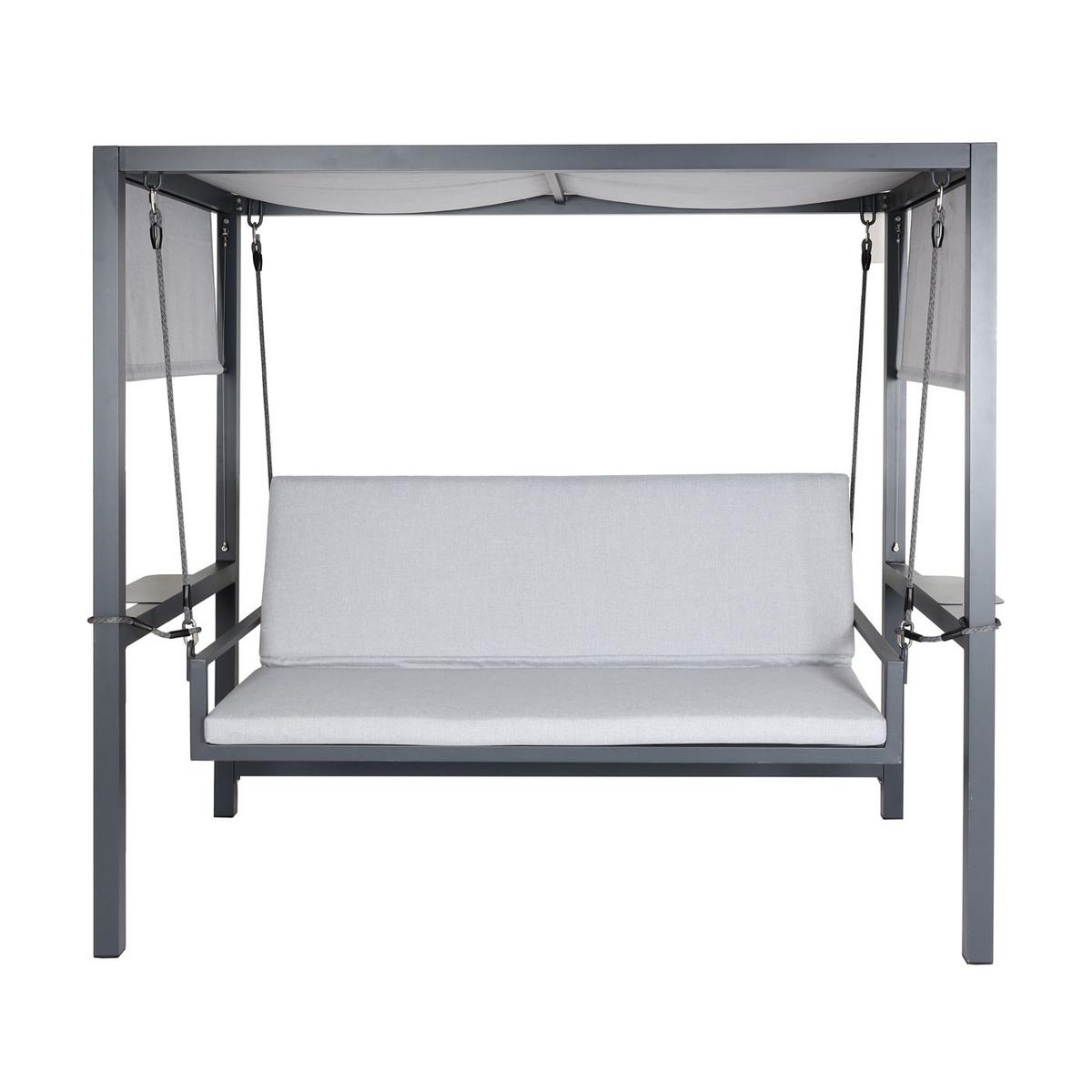 ALU-HOLLYWOODSCHAUKEL Anthrazit, Grau - Anthrazit/Grau, Metall (221/195/131cm) - MCW