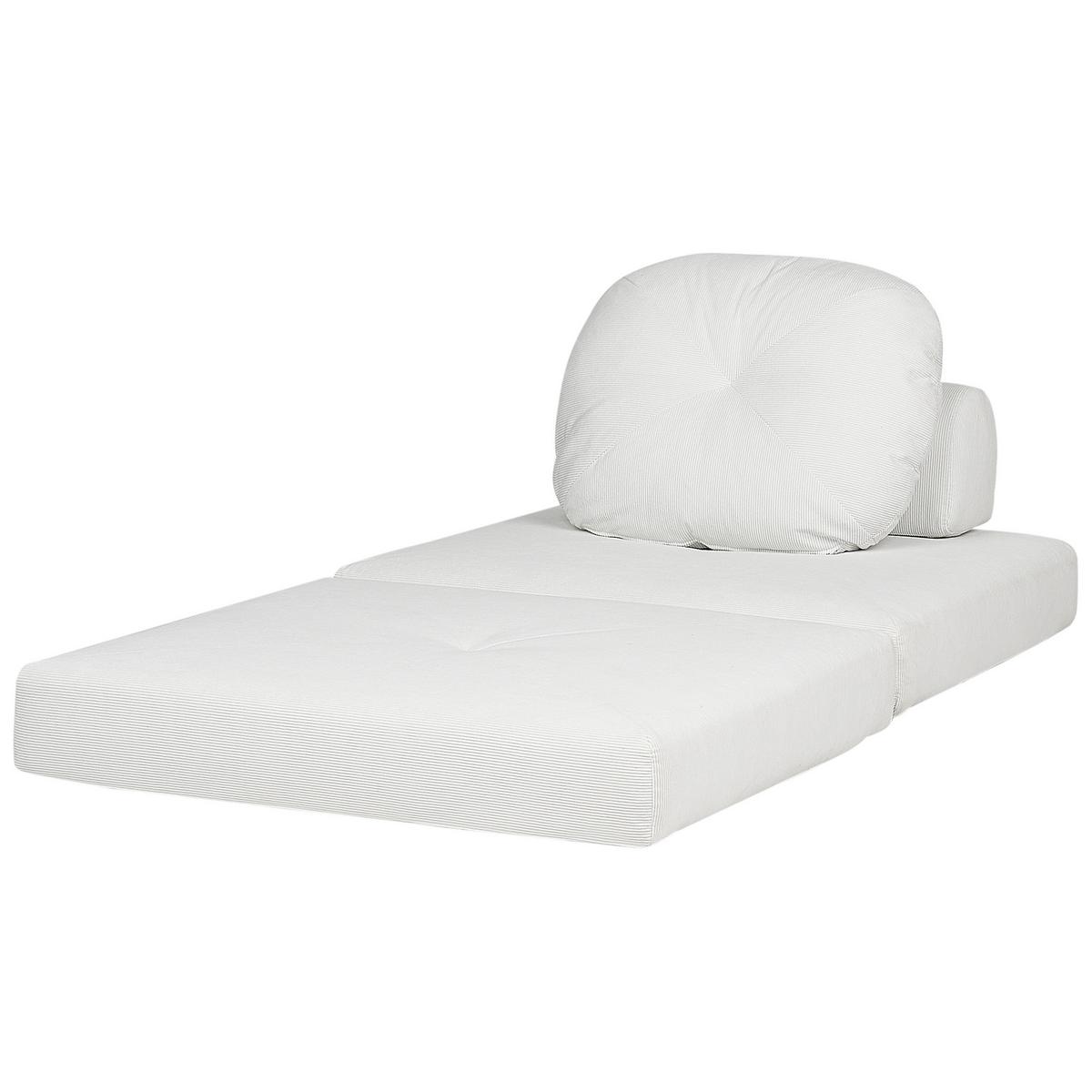1-SITZER BODENSOFA Cord weiß mit Schlaffunktion Olden - Weiß, Textil (81/54/91cm) - Beliani