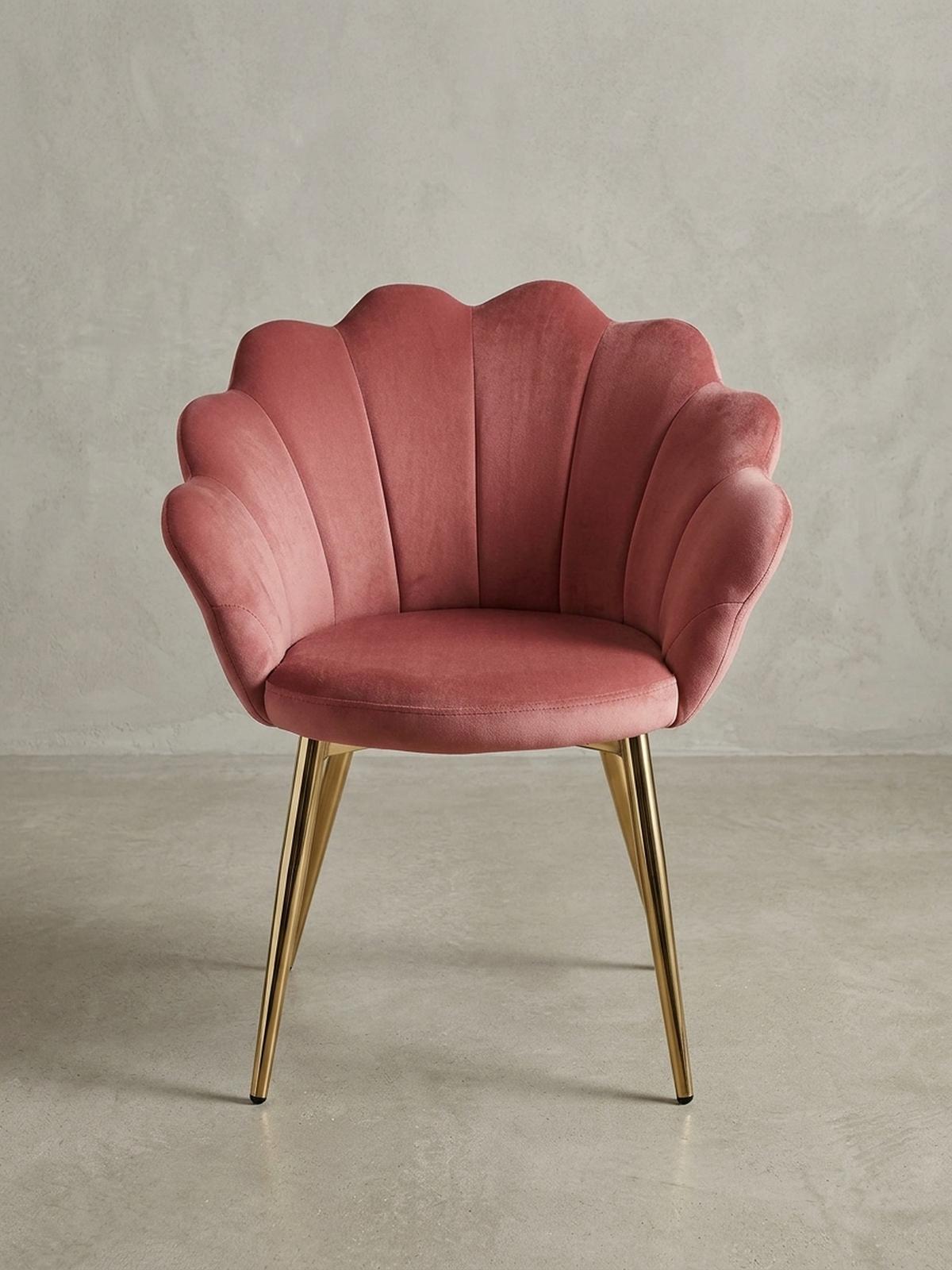ESSZIMMERSTUHL Samtbezug mit Metallgestell Skandinavisch gepolstert, Rosa 53x48x80 cm - Pink/Goldfarben, Textil/Metall (53/80/48cm) - KADIMA DESIGN