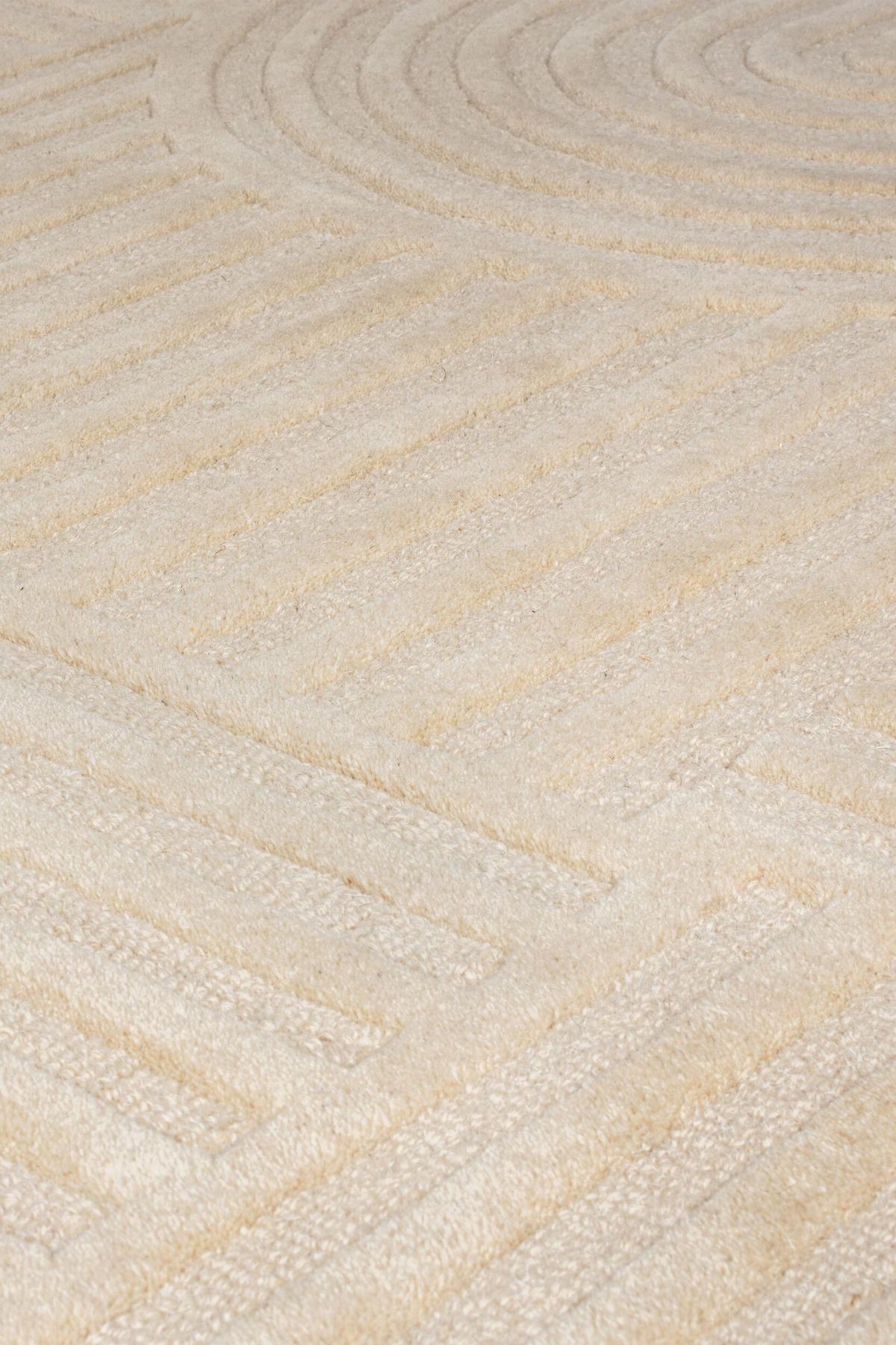 TEPPICH aus Wolle LEVEN in Natur, geometrisch, Ø 160 cm - Beige, Textil (160/160cm) - KADIMA DESIGN