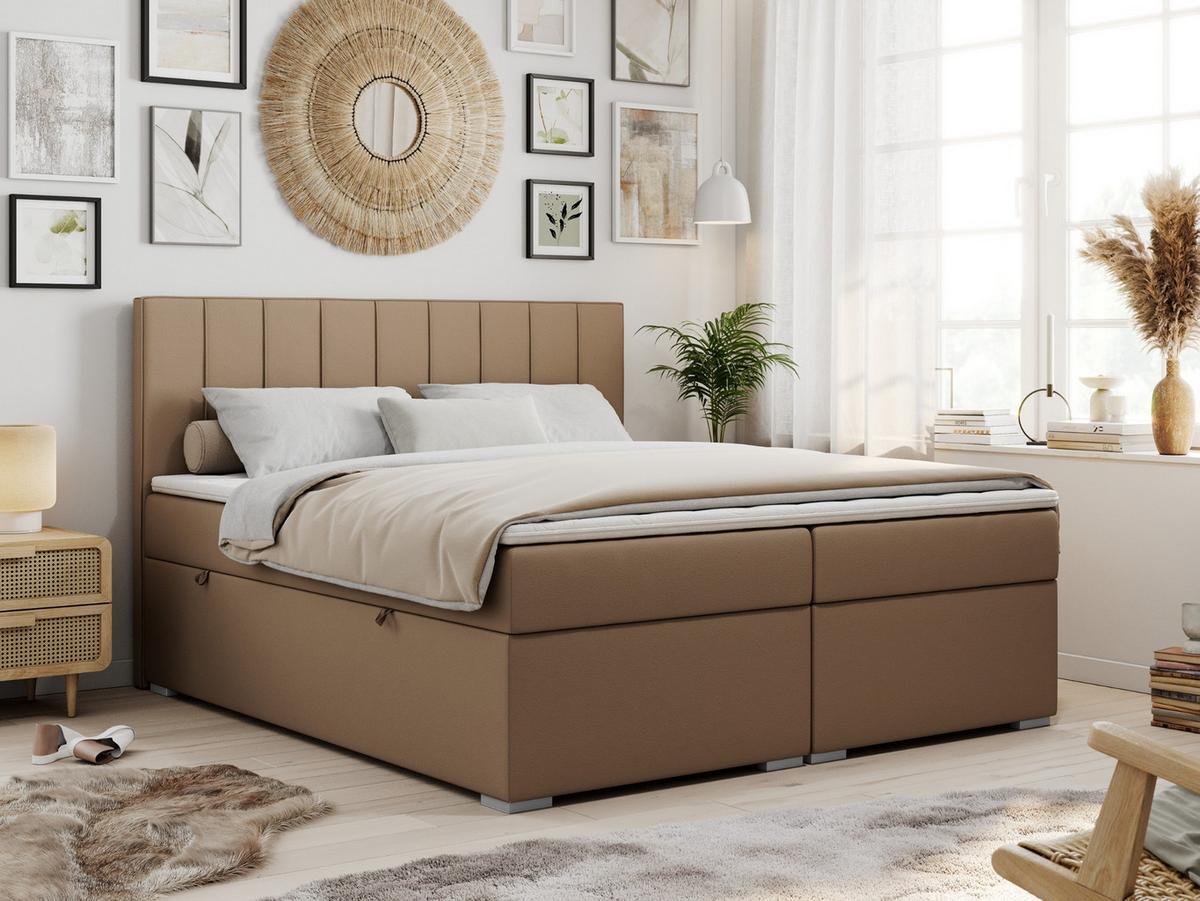 BOXBETT ALLY 160/200 Braun Kunstleder - H3 - Braun, Holz/Textil (160/200cm) - MKS