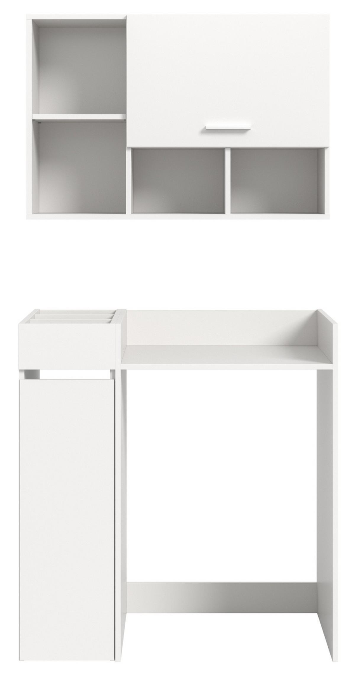 WASCHMASCHINENSCHRANK weiß Set 3-teilig 95 x 195 cm, Waschmaschinenumbau mit Stauraum - Silberfarben/Weiß, Glas/Holzwerkstoff (95/195/60cm) - Inn.Furn