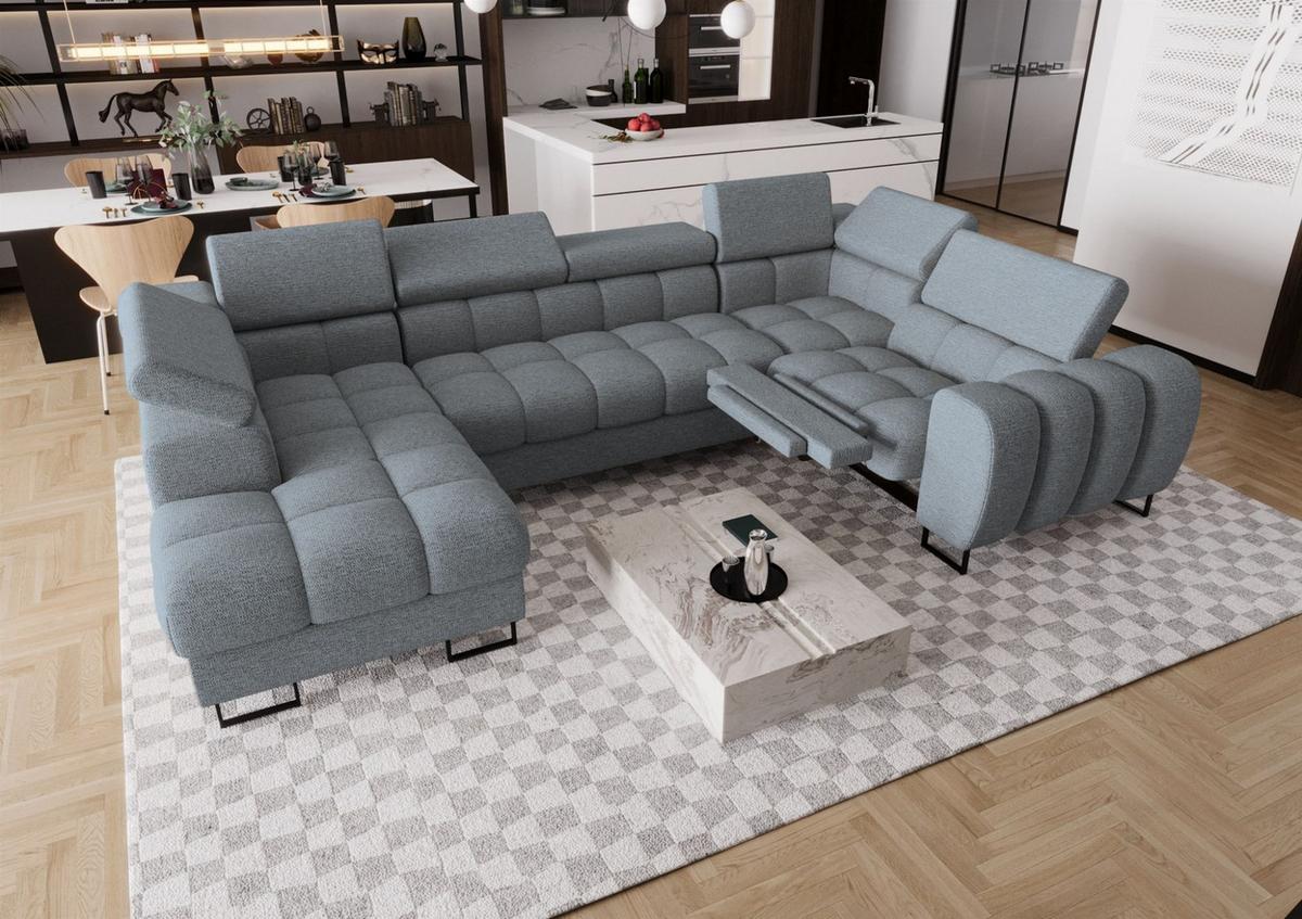 WOHNLANDSCHAFT Bastien Relax - Grau, Holzwerkstoff/Textil (198/95/350cm) - Fun Möbel