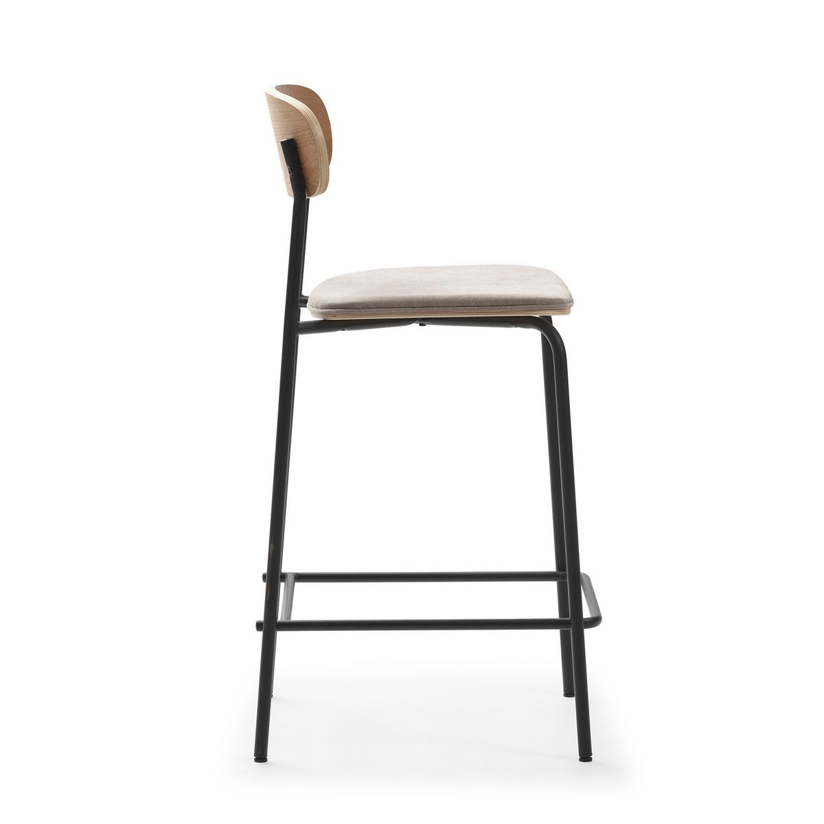 BARHOCKER (Set aus 2) aus Stoff mit schwarzen Metallbeinen - adriana 42/48/66 cm - Schwarz, Textil (48/66/42cm) - Drawer