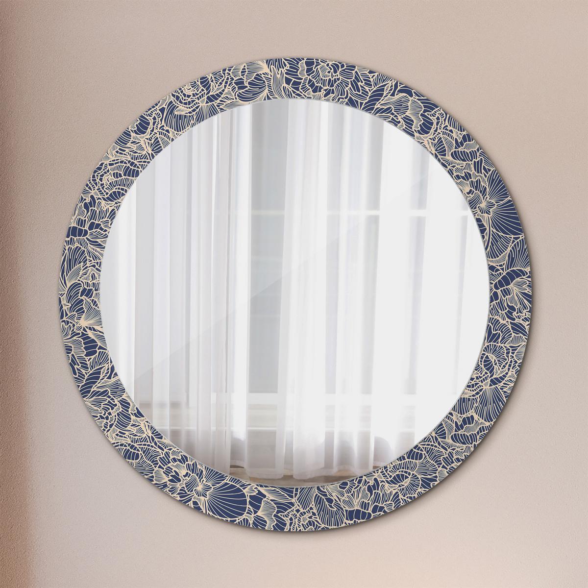 SPIEGEL Rund Ø 80 cm mit Aufdruck - Dunkelblau, Glas (80/80/0.4cm) - Wallfluent