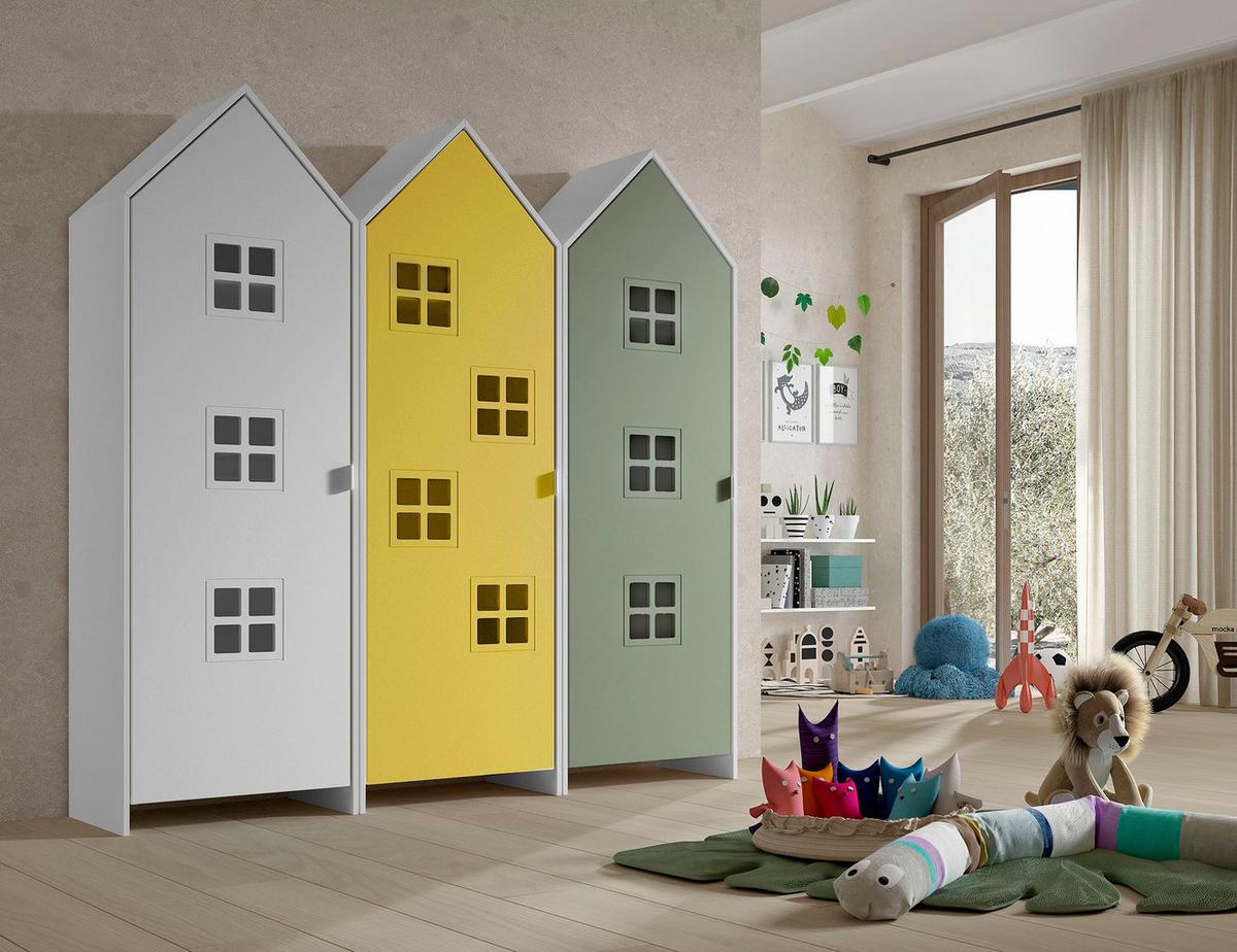 REGALSCHRANK Set Kania 173x37x171 MDF Weiß /Bunt - Gelb/Weiß, Holzwerkstoff (173/171/37cm) - 58aufmkessel
