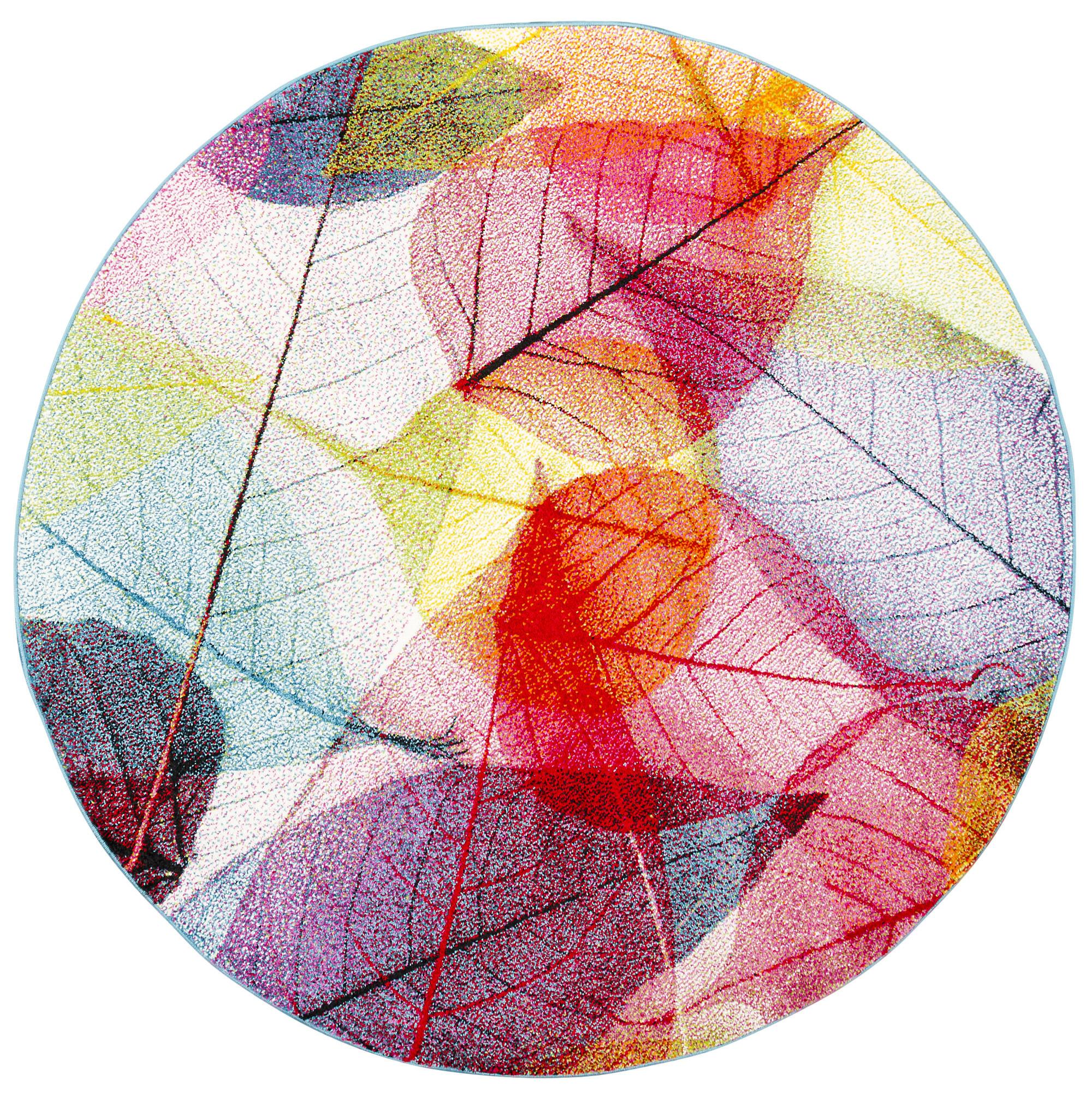 DESIGNER TEPPICH FARO TROPICAL BLÄTTER RUND - Multicolor, Textil (120/120cm) - Pergamon