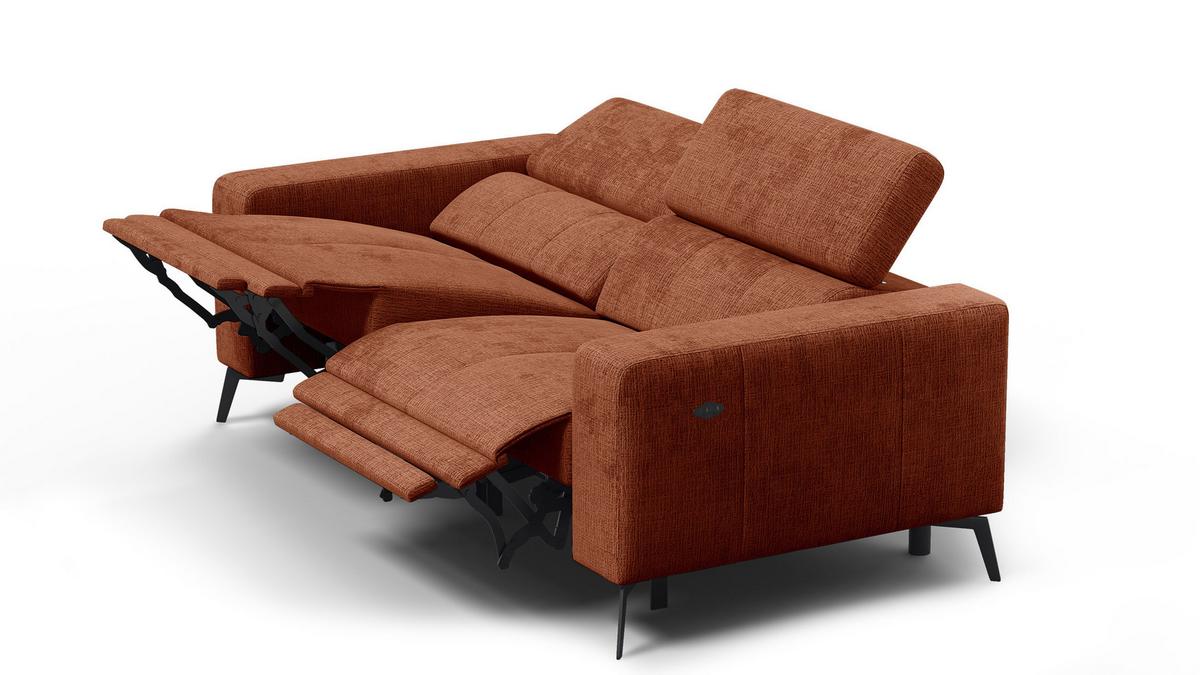 RELAXSOFA MORELLO 3-Sitzer, rostrot, 2 x Relax Zero Gravity - Orange, Holz/Textil (206/82/103cm) - Wozimo