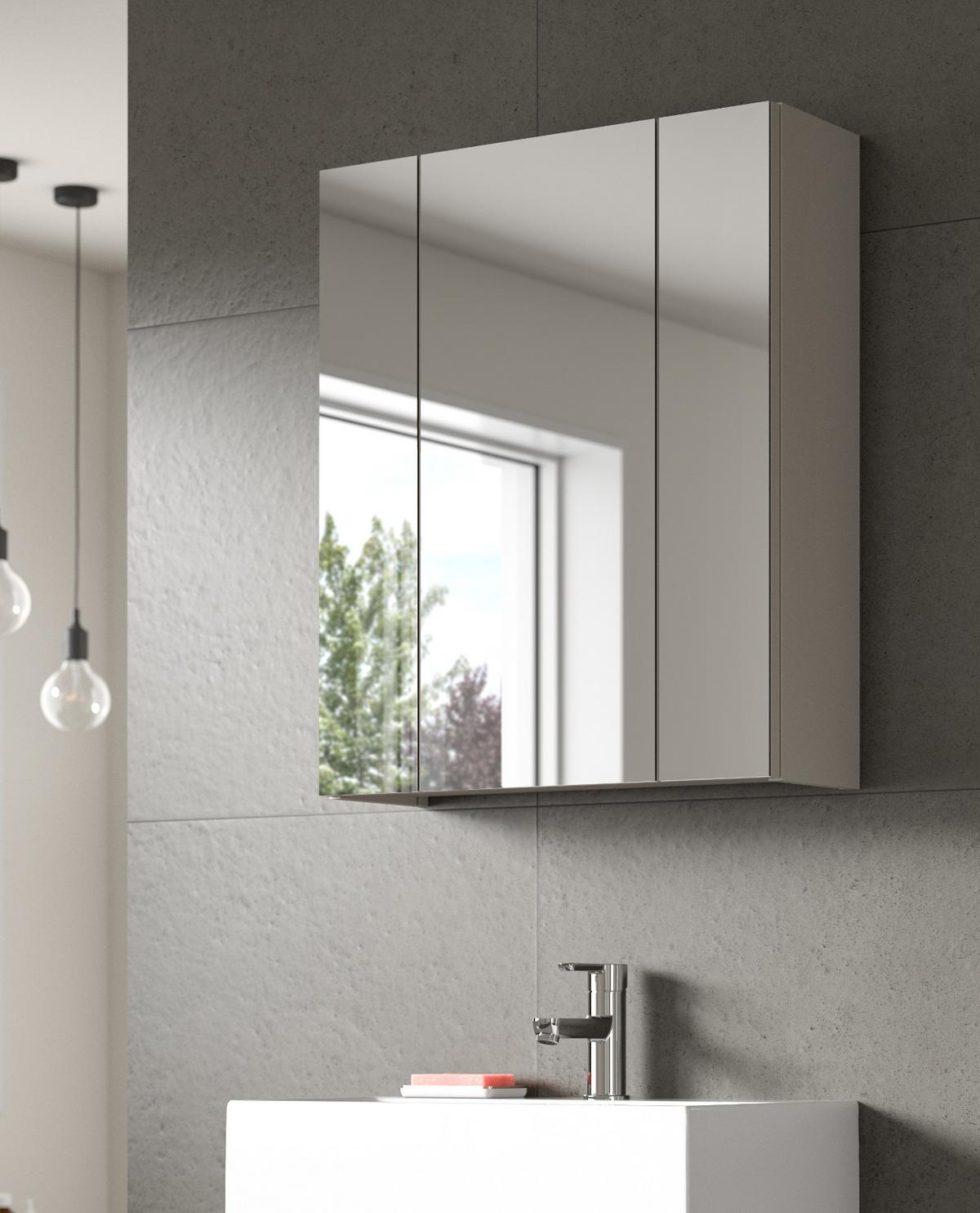 SPIEGELSCHRANK Kaschmir 60 x 70 cm, Badezimmer Schrank 3-türig - Kaschmir, Glas/Holzwerkstoff (60/70/18cm) - Inn.Furn