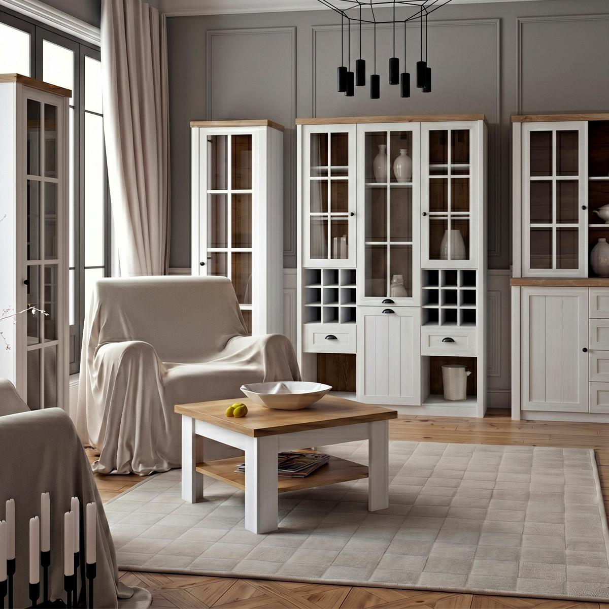 GESCHIRRSCHRANK Léandre Weiß und Holz - Weiß, Holzwerkstoff (140/197.6/43cm) - Petits-meubles