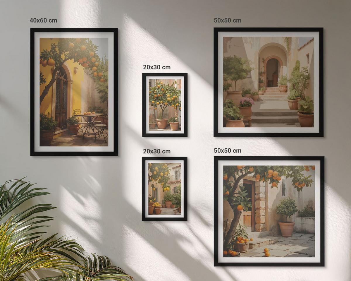 BILDER SET 5er Set - 50x50 cm & 20x30 cm & 40x60 cm Schwarzer Rahmen - Sommerlandschaften Flusswiese - Schwarz, Kunststoff (40/60cm) - TULUP