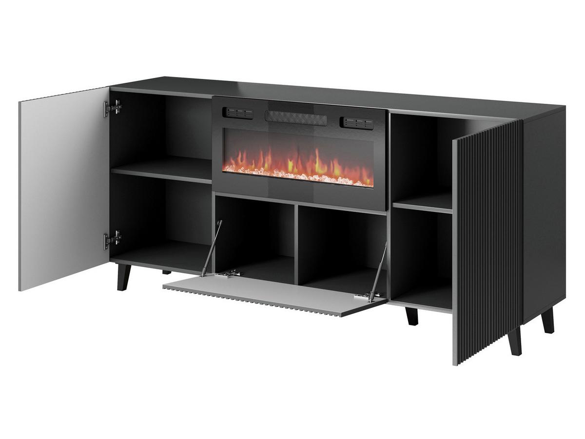 KOMMODE Vamos Grey 180 mit Kamin - Anthrazit/Schwarz, Holzwerkstoff/Kunststoff (181/83/42cm) - MIRJAN24