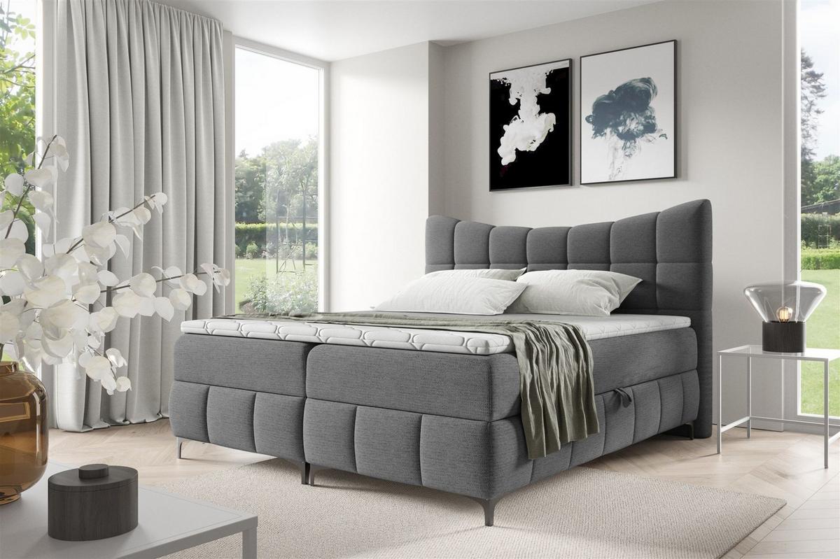 BOXBETT Charles In Freya - Anthrazit, Holzwerkstoff/Textil (160/200cm) - Fun Möbel
